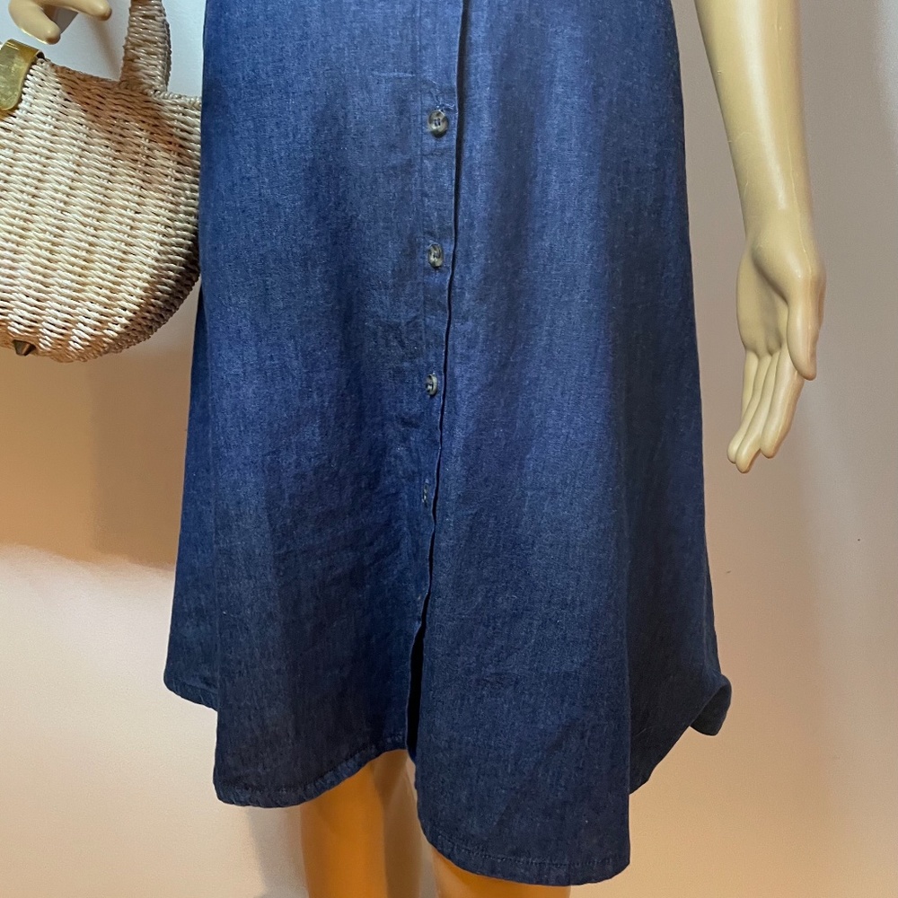 Minimalist spaghetti strap Jean cutout midi dress! - Picture 4 of 14